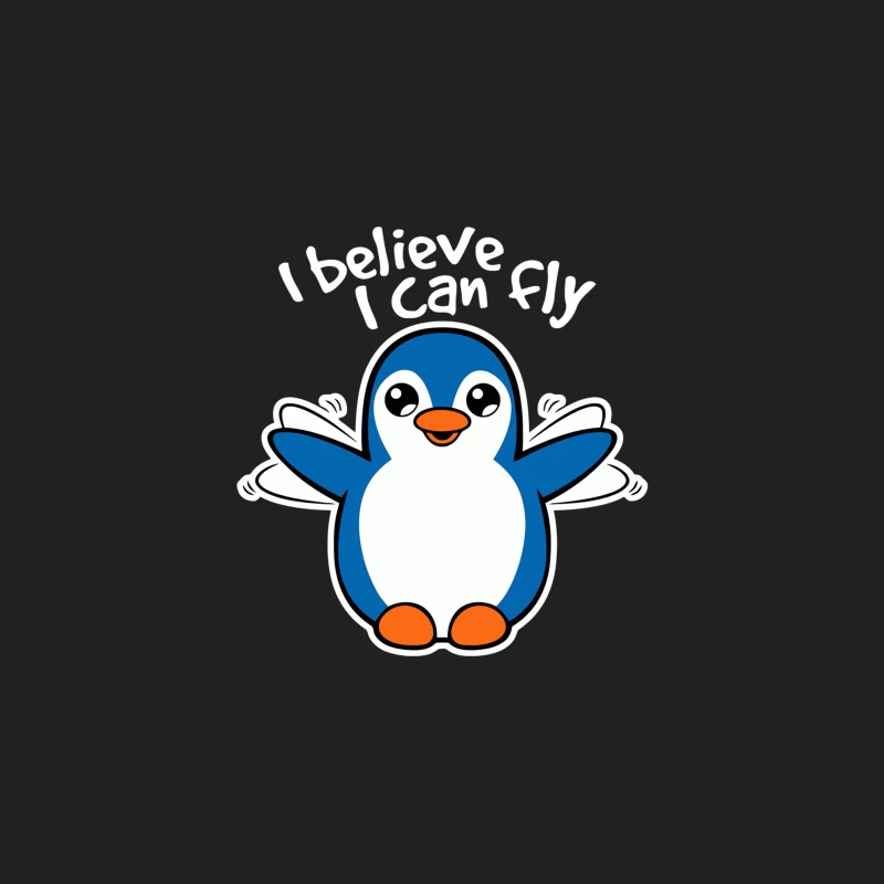 Adorable Blue Cartoon Penguin Flapping Wings Bucket Hat