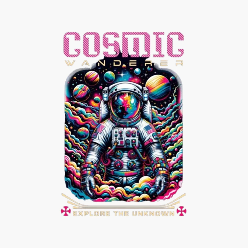 Cosmic Wanderer: Psychedelic Space Exploration Cotton Tote Bag