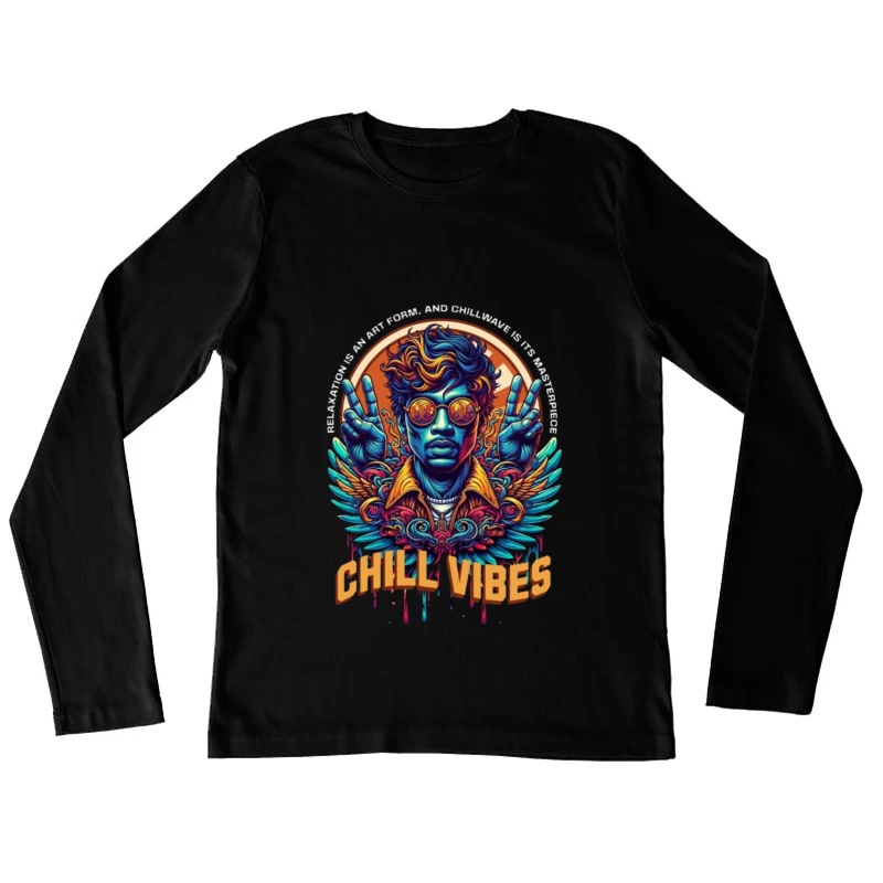 Psychedelic Peace and Chill Vibes Retro Art Design Female Long Sleeve T-Shirt