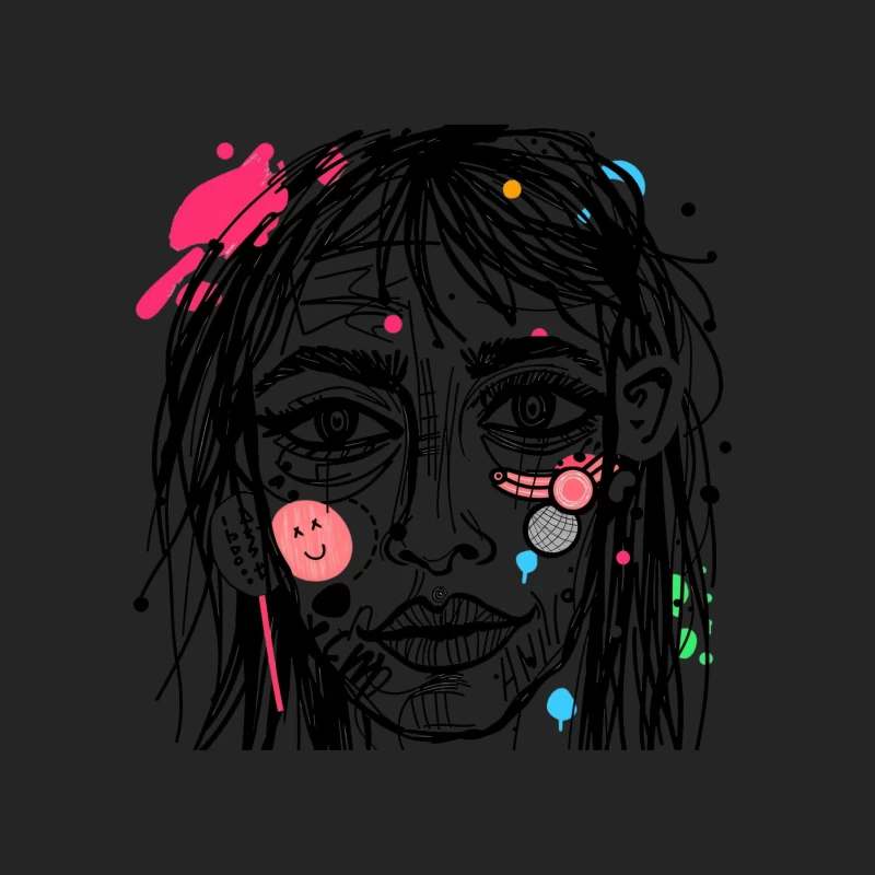 Abstract Colorful Face Illustration Male Pullover Sweatshirt