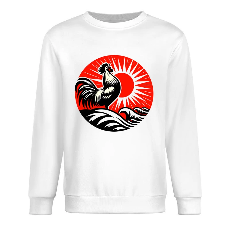 Rooster in Sunrise Male Pullover Sweatshirt