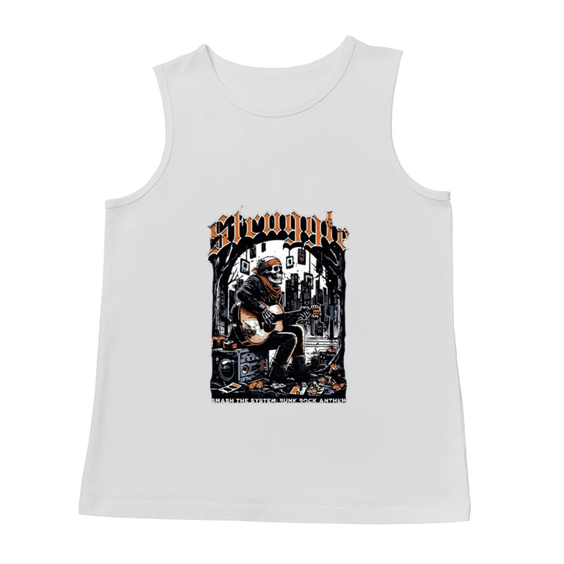 Punk Rock Skeleton Guitarist in Urban Grunge Scene Male Tank Top