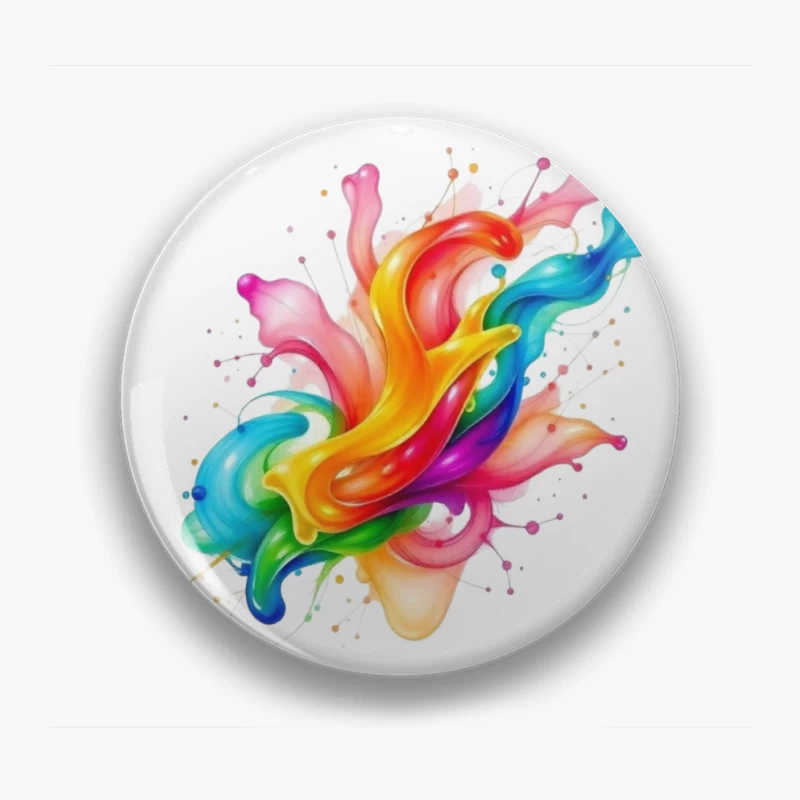 Vibrant Rainbow Abstract Liquid Splash Art Pin