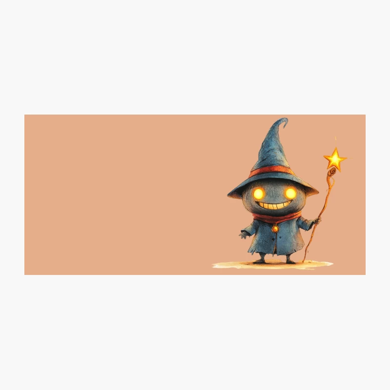 Cute Cartoon Wizard with Glowing Eyes and Star Staff Coffee Mug