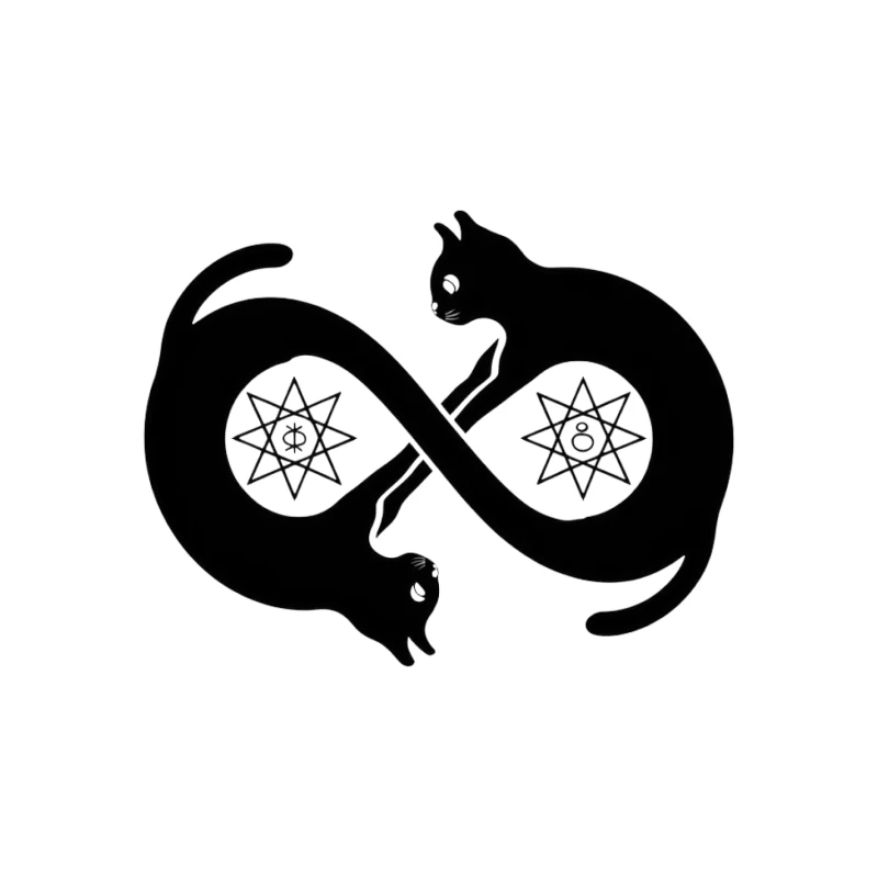 Mystical Feline Infinity: Occult Cat Symmetry Tapestry