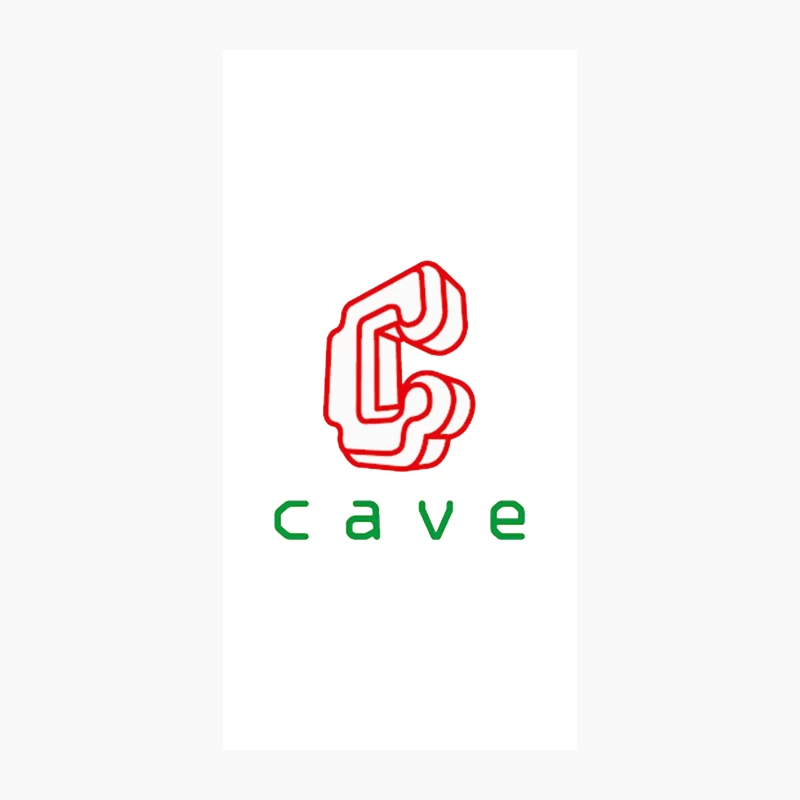 Cave: Red Geometric Logo with Green Text iPhone Case