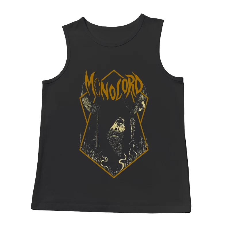 Minimalist Gold Gothic Logo with Bearded Figure Design Male Tank Top