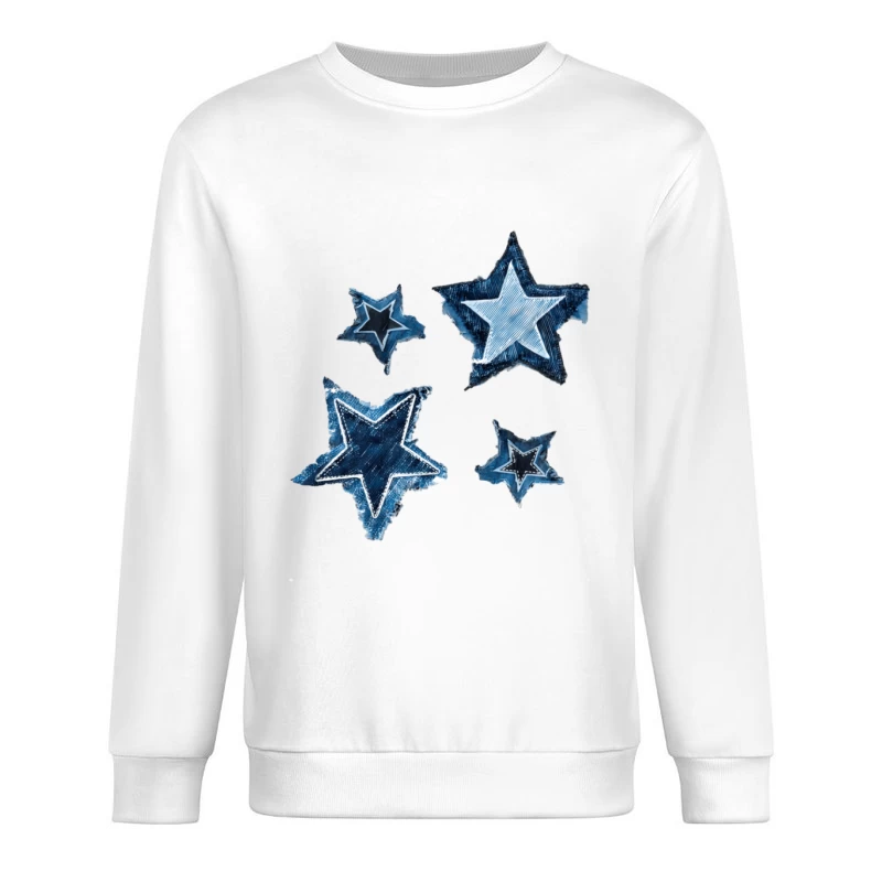 Blaue Sterne im künstlerischen Stil Herren Pullover Sweatshirt