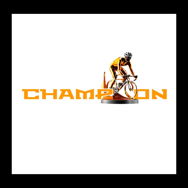 Champion Cycling Sports Logo with Trophy Cyclist Throw Pillow