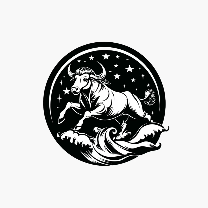 Celestial Taurus: Starry Bull Zodiac Illustration Cotton Tote Bag
