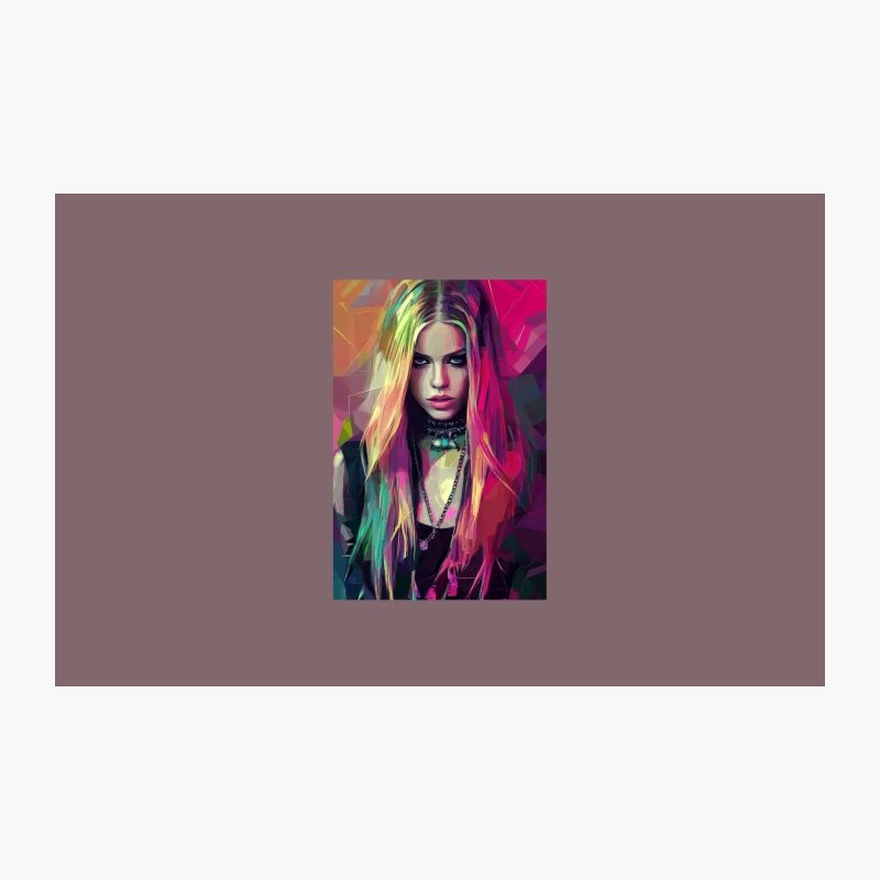 Vibrant Punk Portrait: Digital Art with Colorful Abstract Elements Travel Mug