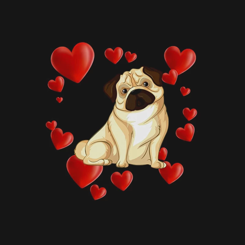Chien adorable entouré de cœurs Femme T-Shirt