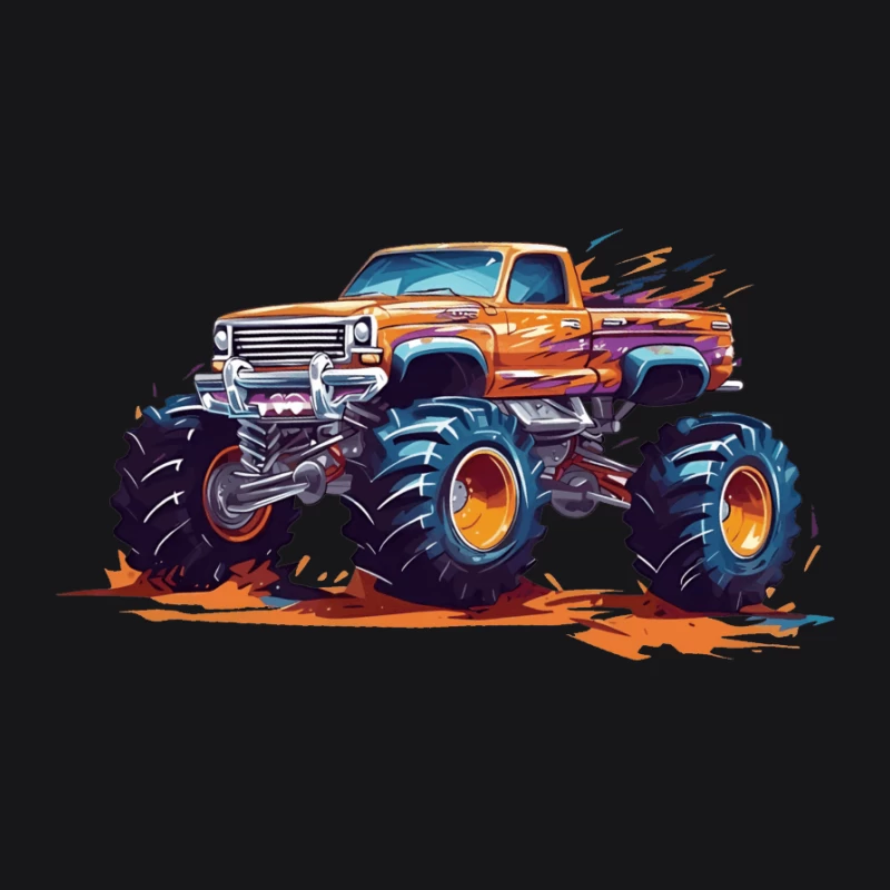 Orange Monster Truck Illustration Herren Pullover Hoodie