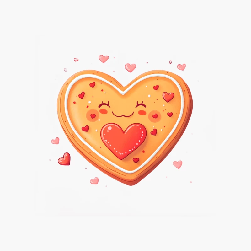 Adorable Heart-Shaped Valentine's Cookie with Cute Face Cotton Tote Bag