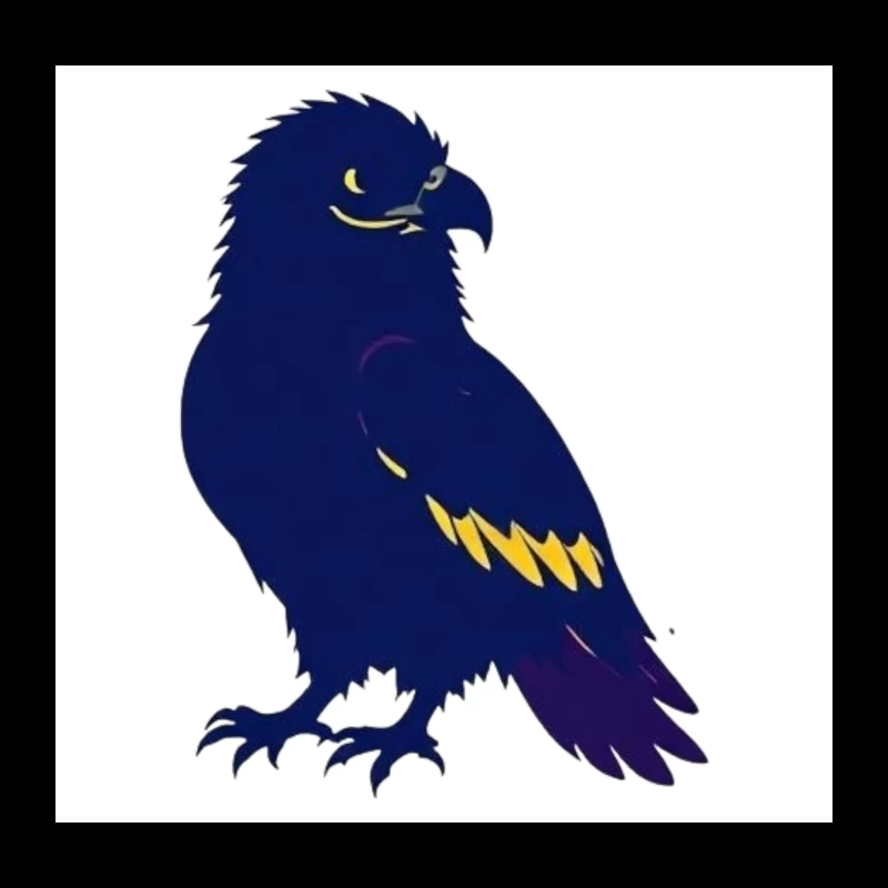 Stylized Navy Blue Raven Mascot Illustration Throw Pillow