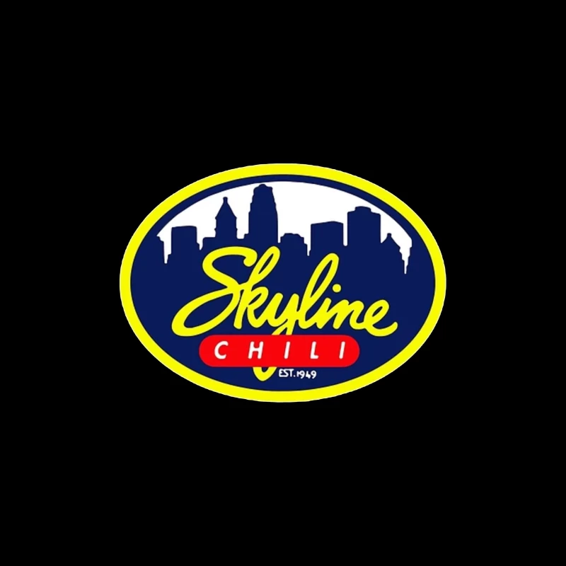 Skyline Chili Restaurant Brand Logo with Cincinnati Cityscape Throw Pillow