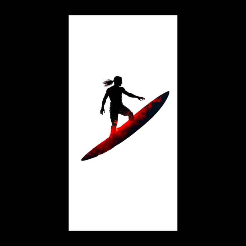 Dramatic Red Surfing Silhouette Art iPhone Case