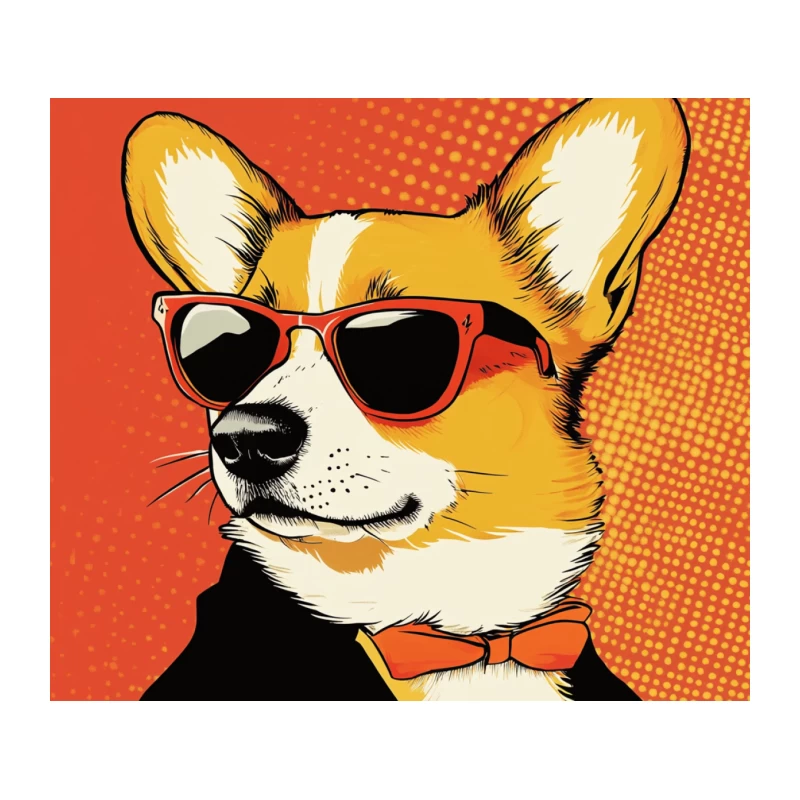 Corgi with Sunglasses in Pop Art Style Tapestry