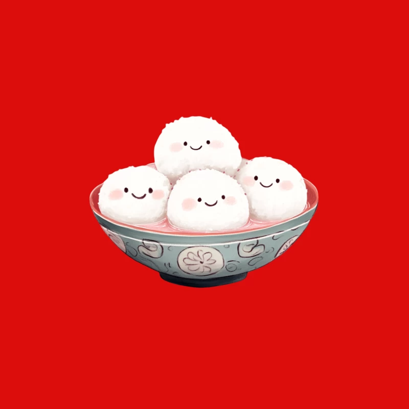 A cute smiling face cartoon rice ball in a decorative bowl. Male Tank Top