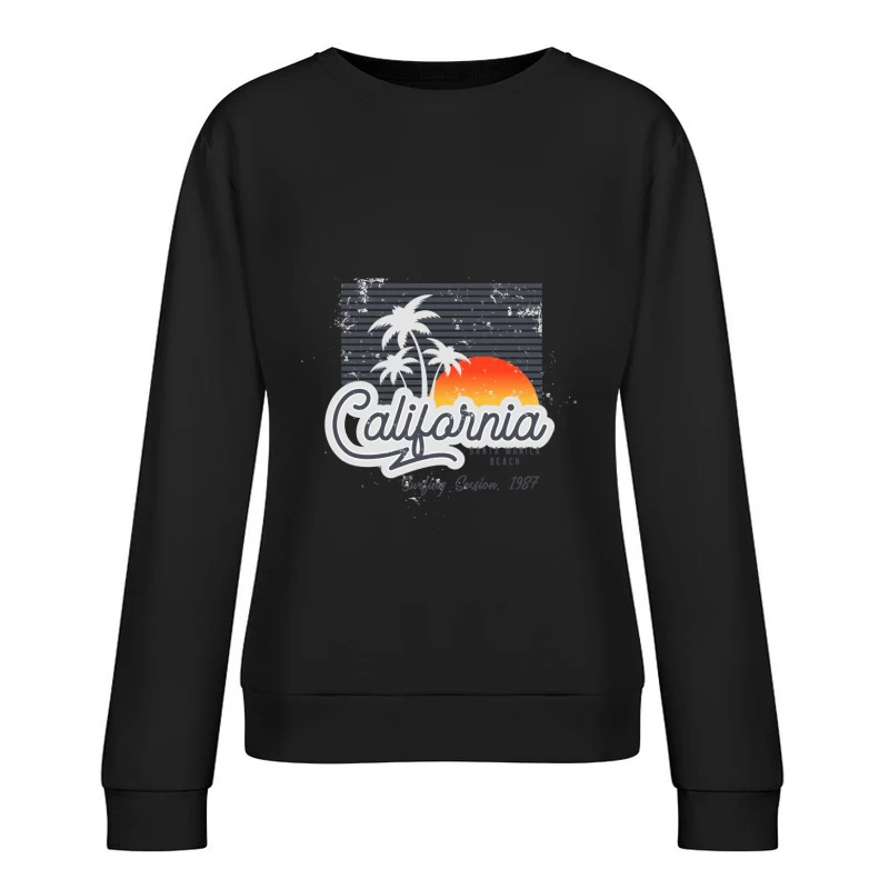Kalifornien Sonnenuntergang Surf-Design Damen Pullover Sweatshirt