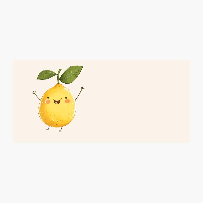 Cheerful Cartoon Lemon: A Cute Anthropomorphic Fruit Illustration Coffee Mug