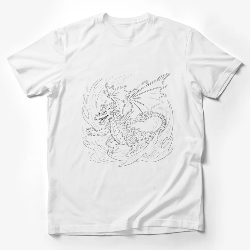 Fiery Dragon Illustration Male T-Shirt