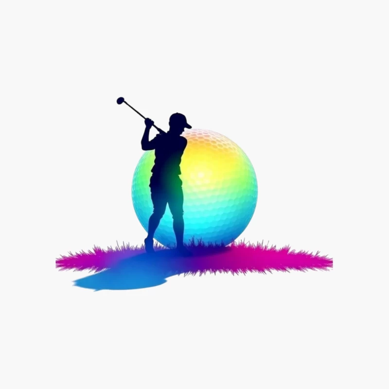Colorful Golfer Silhouette with Rainbow Golf Ball Cotton Tote Bag