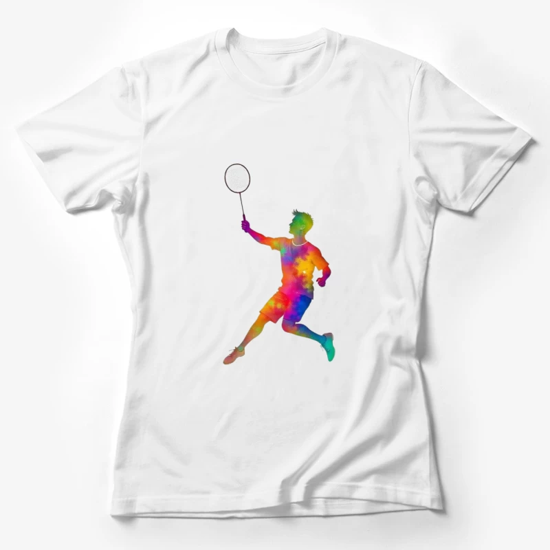 Colorful Badminton Player in Action Female T-Shirt