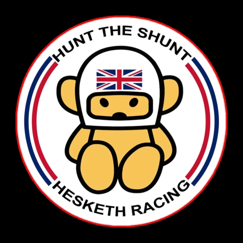 Hesketh Racing "Hunt the Shunt" Retro Motorsport Logo with British Bear Mascot Pin