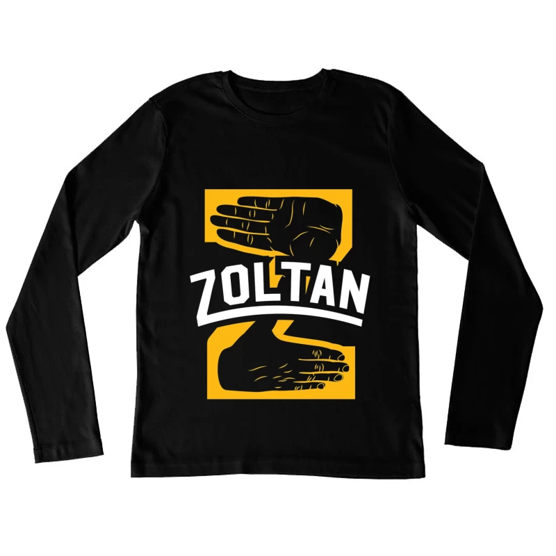 Zoltan Mystical Hand Reading Logo Design in Yellow and White Female Long Sleeve T-Shirt