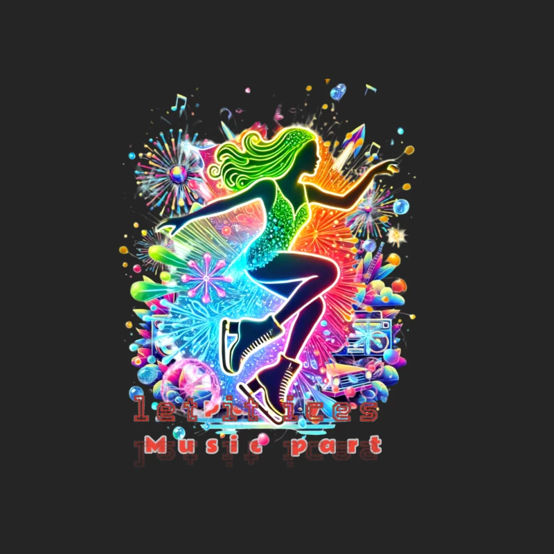 Neon ice skater girl Silhouette with Retro Music Vibes Male Pullover Sweatshirt