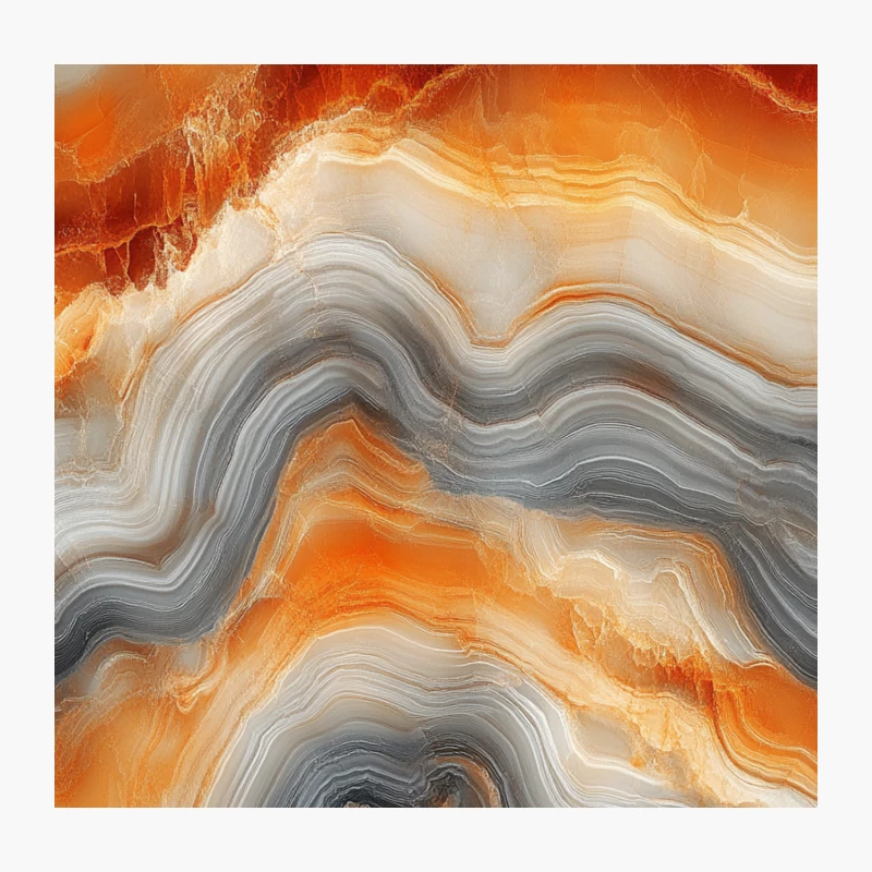 Abstract Agate Marble: Orange and Gray Wavy Mineral Texture Throw Pillow