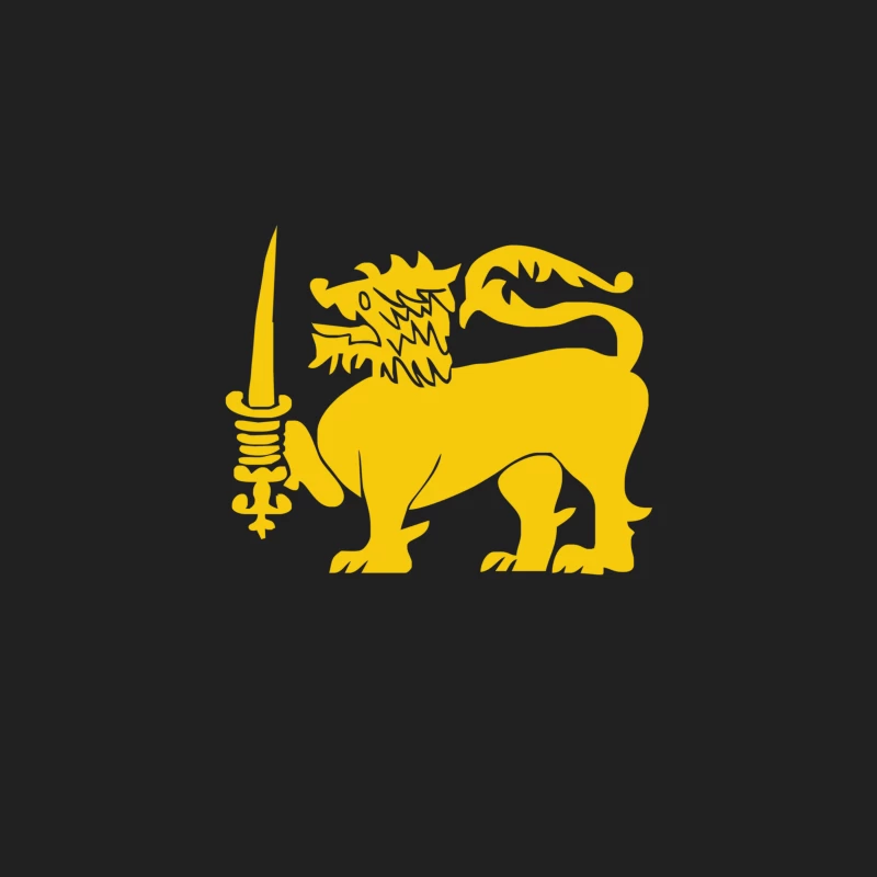 Yellow Heraldic Lion with Sword: Medieval Coat of Arms Symbol Bucket Hat