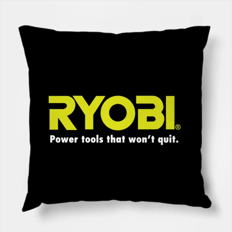 Ryobi Power Tools Corporate Logo with Slogan Throw Pillow