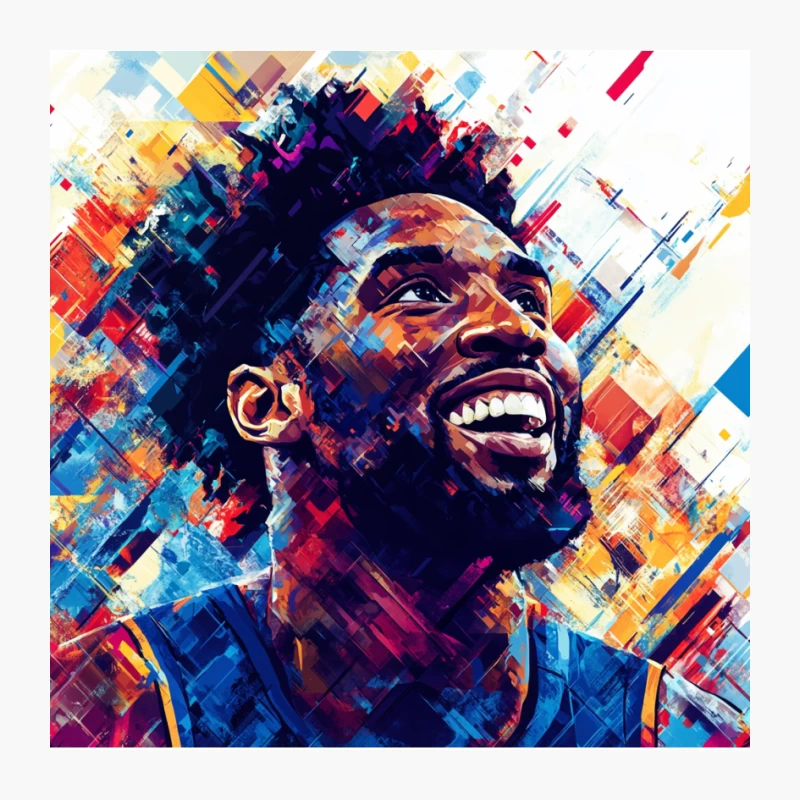 Vibrant Digital Portrait of Joyful Basketball Icon Pin