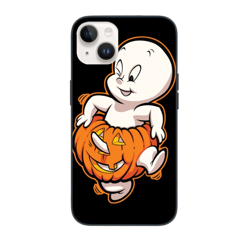 Casper the Friendly Ghost in a Pumpkin Costume iPhone Case