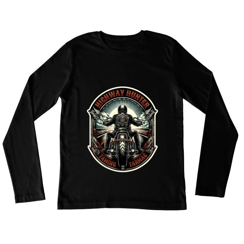 Motorradfahrer auf der Autobahn Damen Langarm T-Shirt