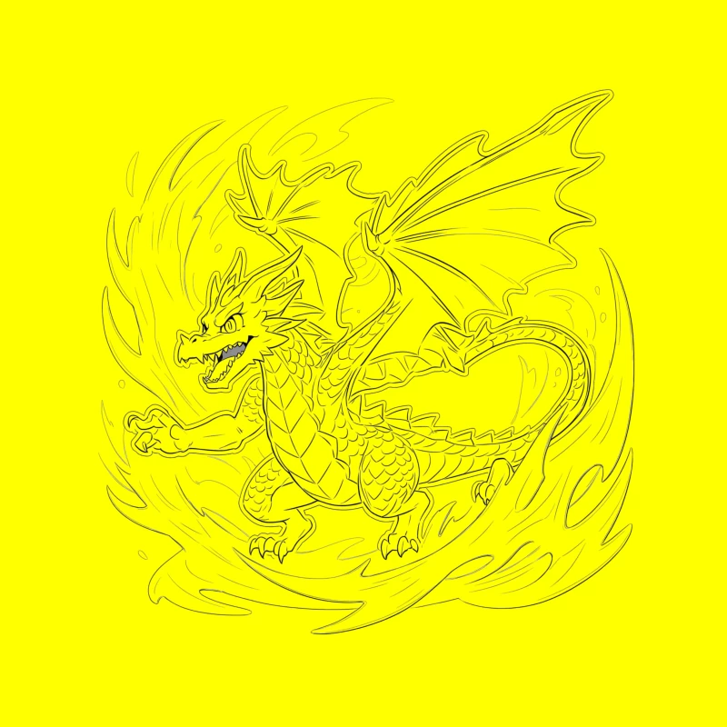 Fiery Dragon Illustration Tapestry