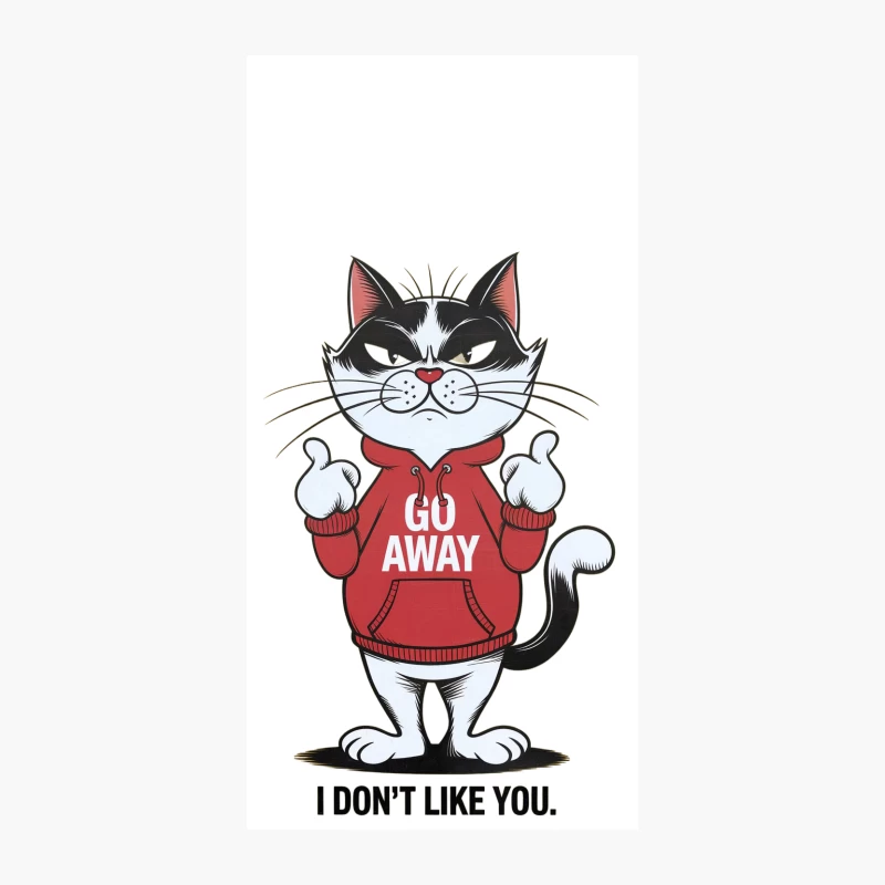 Grumpy Cartoon Cat in "Go Away" Hoodie Making Rude Gesture iPhone Case