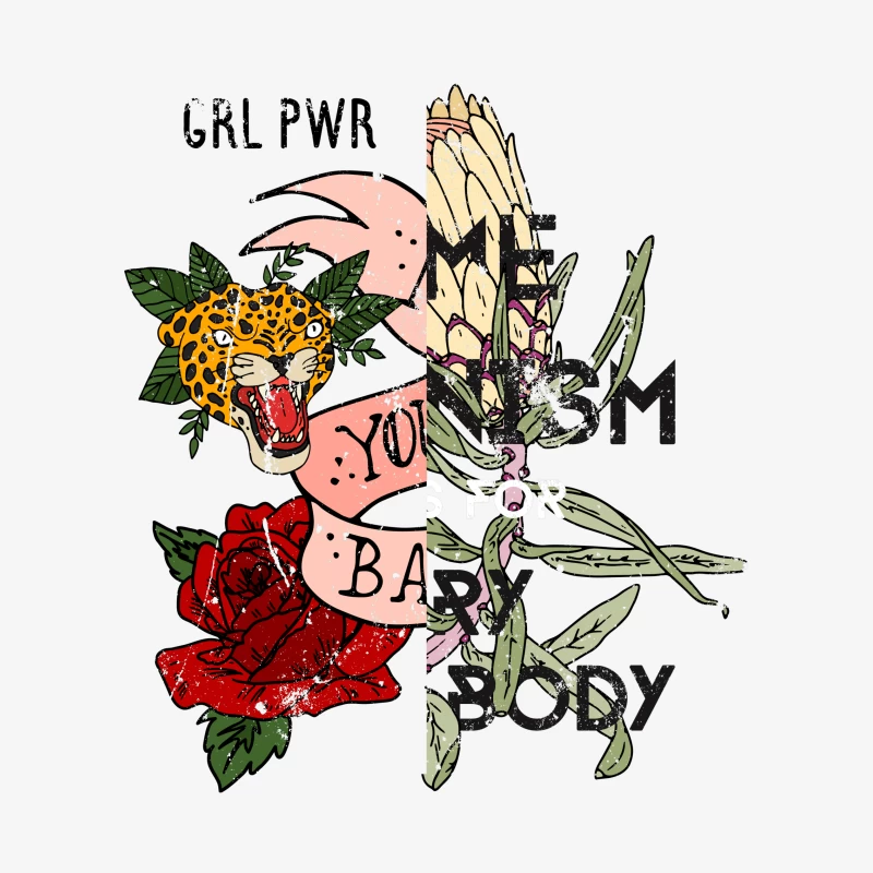 Tatouage Animal et Botanique avec Texte Femme Sweat-shirt à enfiler