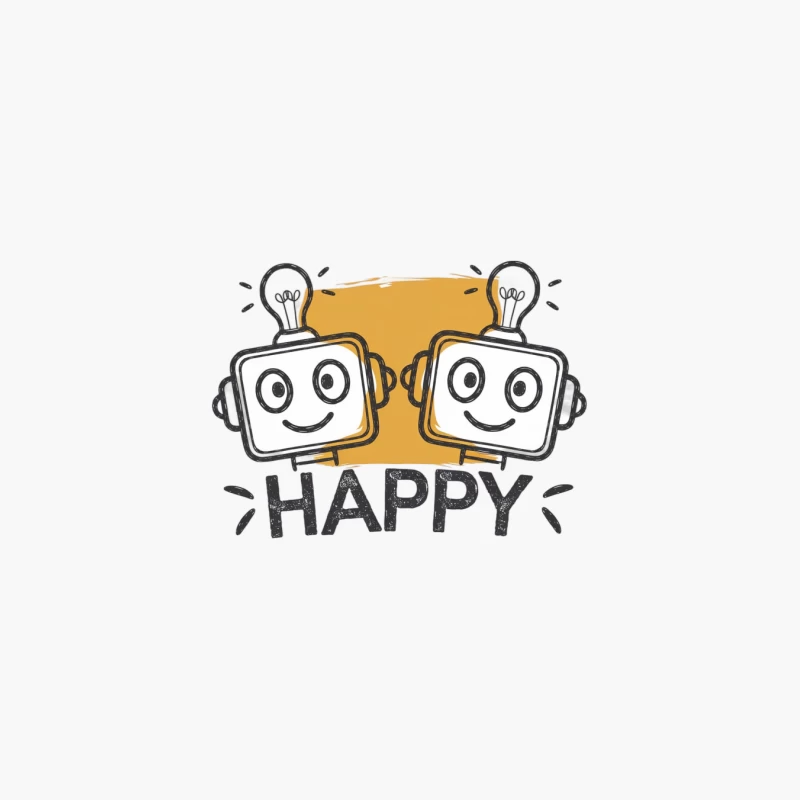 Cheerful Cartoon Robots with Light Bulb Ideas Cotton Tote Bag