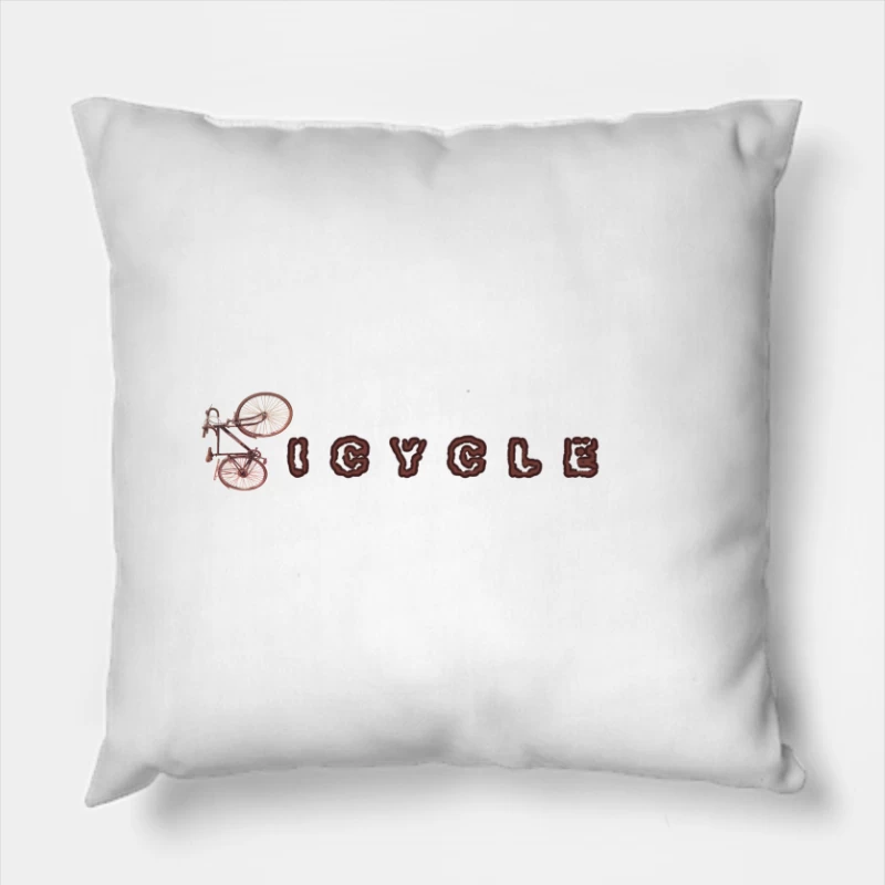 Vintage Brown Bicycle Text Logo Design Throw Pillow