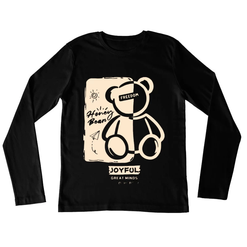 Fröhlicher Kuschelbär mit Freiheitsthema Damen Langarm T-Shirt