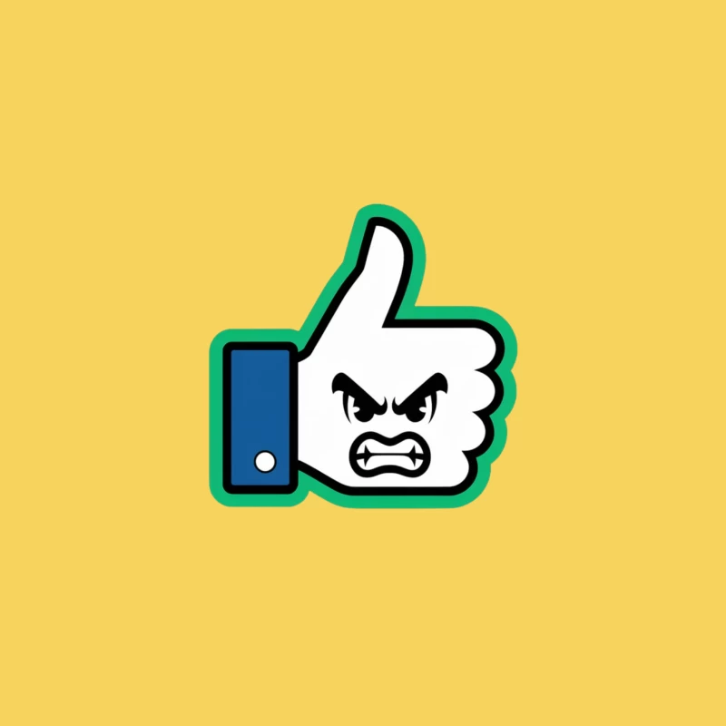 Angry Thumbs Up Social Media Cartoon Icon Bucket Hat