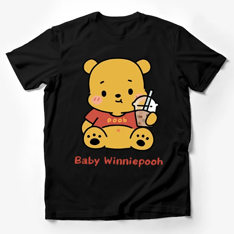 Niedlicher Baby Winnie Pooh mit Getränk Herren T-Shirt