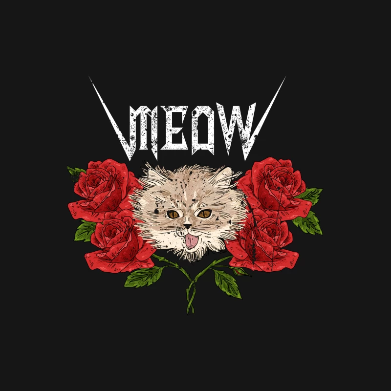Chat Heavy Metal avec Roses Femme T-Shirt