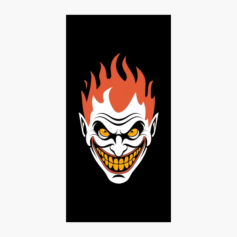 Evil Clown Character with Flaming Hair and Scary Grin iPhone Case