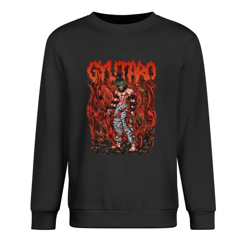 Dämonenkrieger mit Flammen Herren Pullover Sweatshirt
