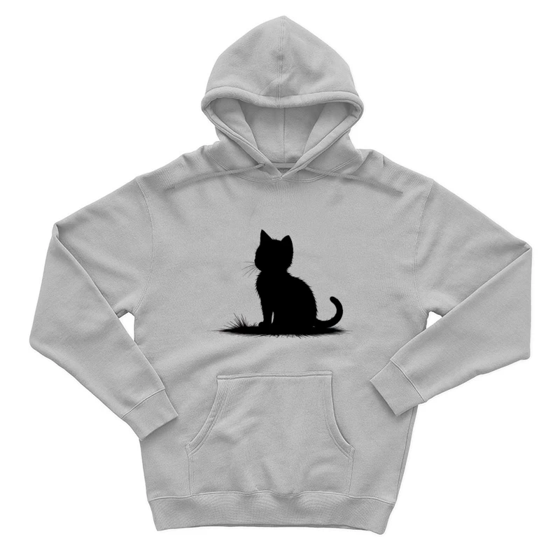 Minimalist Black Cat Silhouette Art Male Pullover Hoodie