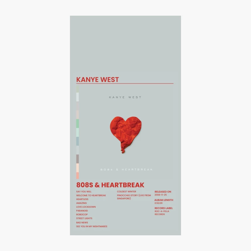 808s & Heartbreak Minimalist Album Cover with Red Heart Design iPhone Case